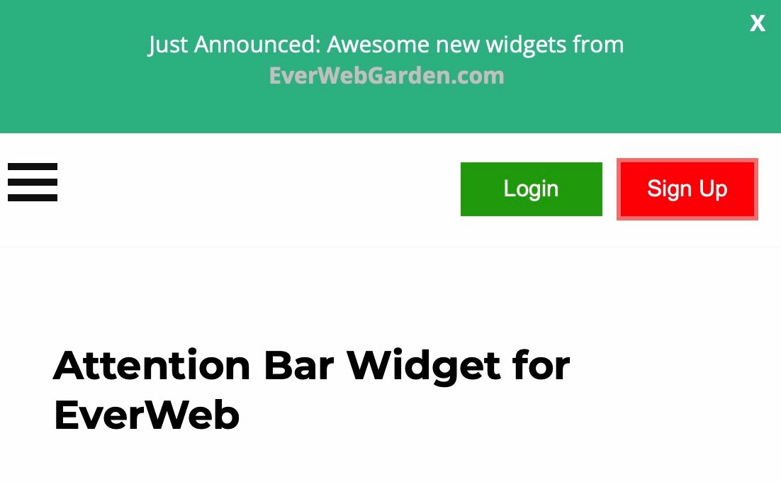 Attention Bar Widget for EverWeb